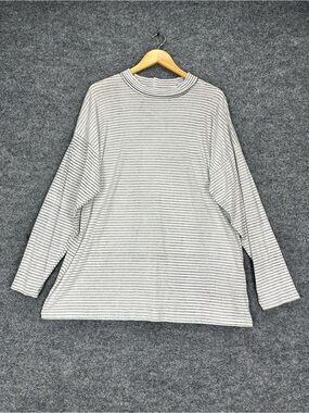 We The Free Tunic Long Sleeve Shirt Women Medium White Striped Cotton Oversized